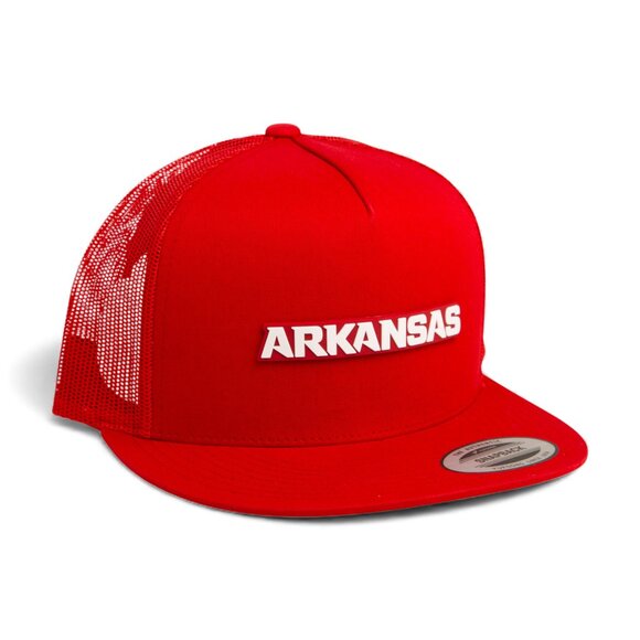 Arkansas Razorbacks ARKANSAS White Snapback Flat Bill Trucker Hat- Red - Picture 1 of 3